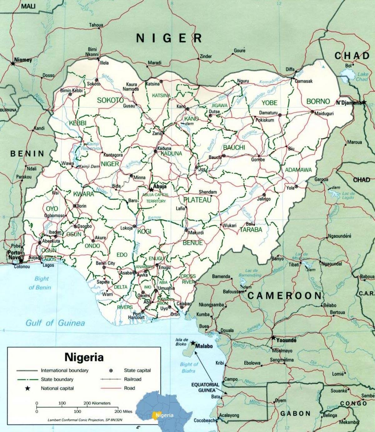 לאגוס ניגריה מפת אפריקה