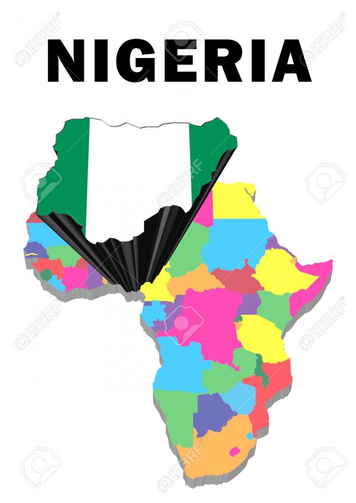 מפה של אפריקה עם ניגריה מודגש