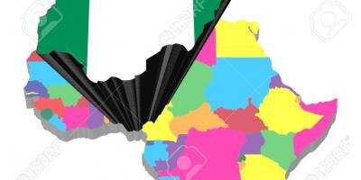 מפה של אפריקה עם ניגריה מודגש