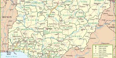 מפה של ניגריה מראה כבישים ראשיים